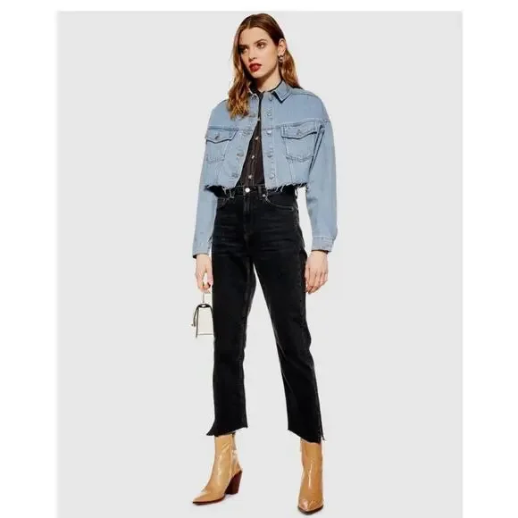 TopShop Hacked Light Denim Jacket SIze 4 - Picture 3 of 10